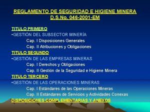 Reglamento de seguridad e higiene minera