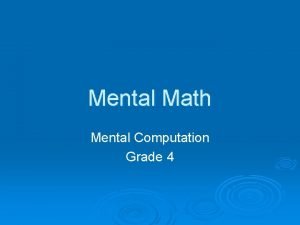Mental math for grade 4