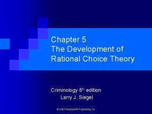 Rational choice theory criminology