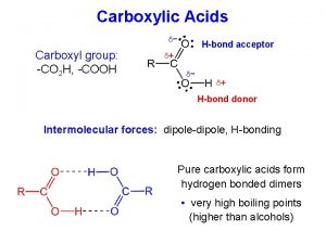 Carboxylic Acids Carboxyl group CO 2 H COOH