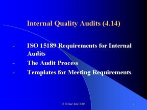 Iso 15189 internal auditor