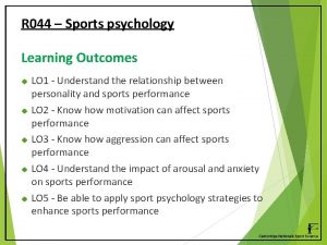 R 044 Sports psychology Learning Outcomes LO 1