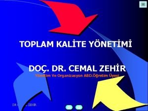 TOPLAM KALTE YNETM DO DR CEMAL ZEHR Ynetim