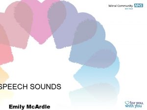 SPEECH SOUNDS Emily Mc Ardle What we will