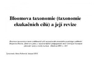 Bloomova taxonomie taxonomie ekukanch cl a jej revize