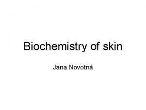 Biochemistry of skin Jana Novotn Skin it provides