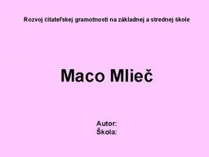 Maco mlieč pdf