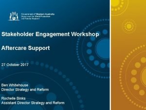 Title Arial 28 Stakeholder Engagement Workshop Subtitle Arial