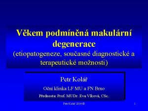 Vkem podmnn makulrn degenerace etiopatogeneze souasn diagnostick a