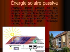 nergie solaire passive Lnergie solaire passive est une