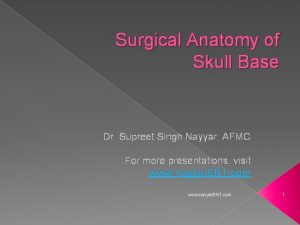 Surgical Anatomy of Skull Base Dr Supreet Singh