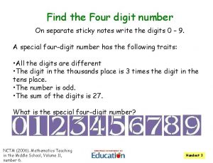 Find the Four digit number On separate sticky