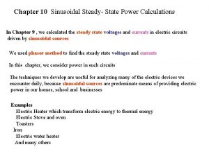 Sinusoidal steady state power calculations