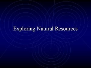 Exploring Natural Resources Objectives 1 Define and identify