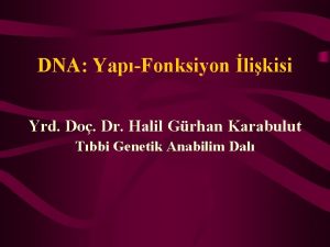 DNA YapFonksiyon likisi Yrd Do Dr Halil Grhan