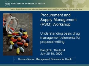 Procurement and Supply Management PSM Workshop Understanding basic