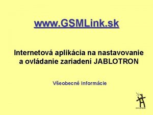 www GSMLink sk Internetov aplikcia na nastavovanie a