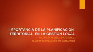 IMPORTANCIA DE LA PLANIFICACION TERRITORIAL EN LA GESTION