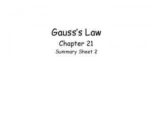 Gausss Law Chapter 21 Summary Sheet 2 EXERCISE