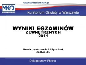 WYNIKI EGZAMINW ZEWNTRZNYCH 2011 Narada z dyrektorami szk