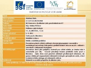 kola Nzev projektu slo projektu ablona Autor DUM