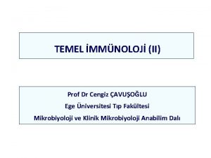 TEMEL MMNOLOJ II Prof Dr Cengiz AVUOLU Ege