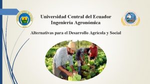 Universidad Central del Ecuador Ingeniera Agronmica Alternativas para