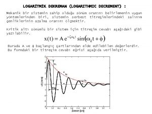 LOGARTMK DEKREMAN LOGARITHMIC DECREMENT Mekanik bir sistemin sahip