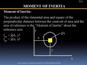 T1 MOMENT OF INERTIA Moment of Inertia The