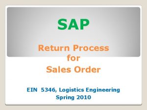SAP Return Process for Sales Order EIN 5346
