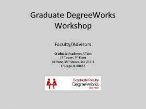 Graduate Degree Workshop FacultyAdvisors Graduate Academic Affairs IIT