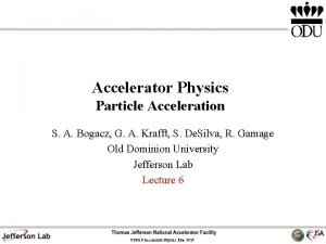 Accelerator Physics Particle Acceleration S A Bogacz G