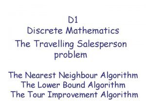 Travelling salesman problem in discrete mathematics