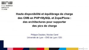 Haute disponibilit et quilibrage de charge des CMS