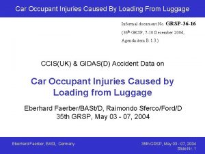 Car Occupant Injuries Caused By Loading From Luggage