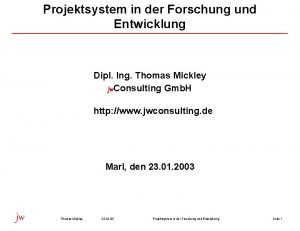 Projektsystem in der Forschung und Entwicklung Dipl Ing