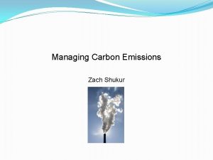 Managing Carbon Emissions Zach Shukur Humans are causing