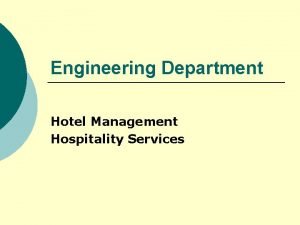 Engineering department in a hotel