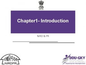 Chapter 1 Introduction NIRD PR Standard Operating Procedures
