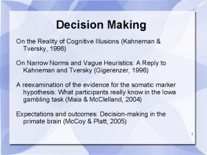 Cognitive illusions in decision making