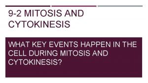 9 2 MITOSIS AND CYTOKINESIS WHAT KEY EVENTS