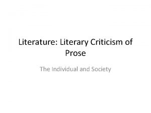 Prose criticism