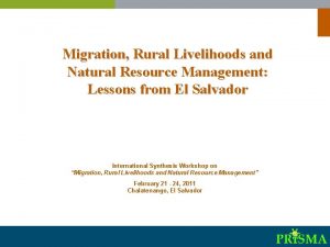 Migration Rural Livelihoods and Natural Resource Management Lessons