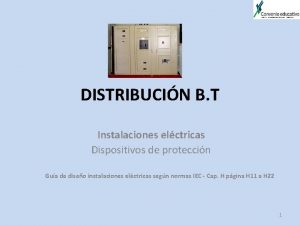 DISTRIBUCIN B T Instalaciones elctricas Dispositivos de proteccin