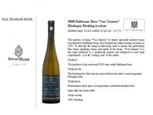 BALTHASAR RESS 2008 Balthasar Ress Von Unserm Rheingau