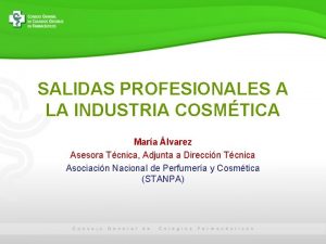 SALIDAS PROFESIONALES A LA INDUSTRIA COSMTICA Mara lvarez