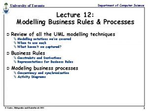 University of Toronto Department of Computer Science Lecture