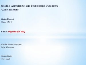 SHML e Agrobiznesit dhe Teknologjis Ushqimore Zenel Hajdini