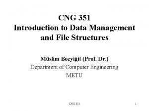 CNG 351 Introduction to Data Management and File