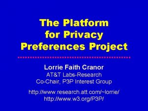 Platform for privacy preferences project